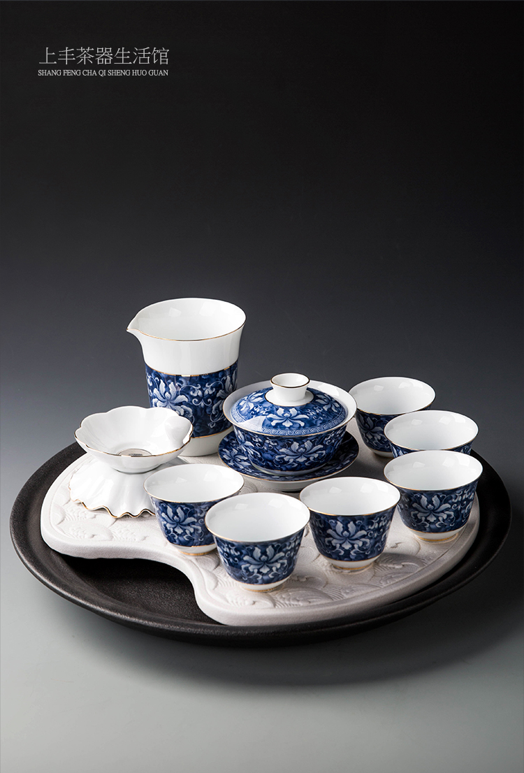 On the an abundant tea white porcelain ceramic fair keller kung fu tea set points of blue and white porcelain tea is tea and tea cup sea large cup