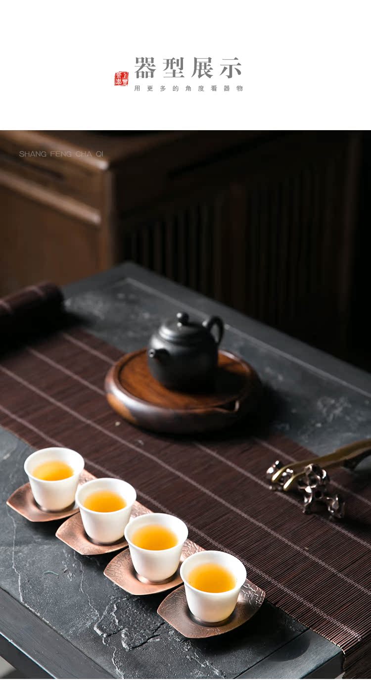 An Abundant Chinese wind Chinese cup mat on the copper alloy tea lotus leaf tea saucer mat cup Japanese kung fu tea accessories
