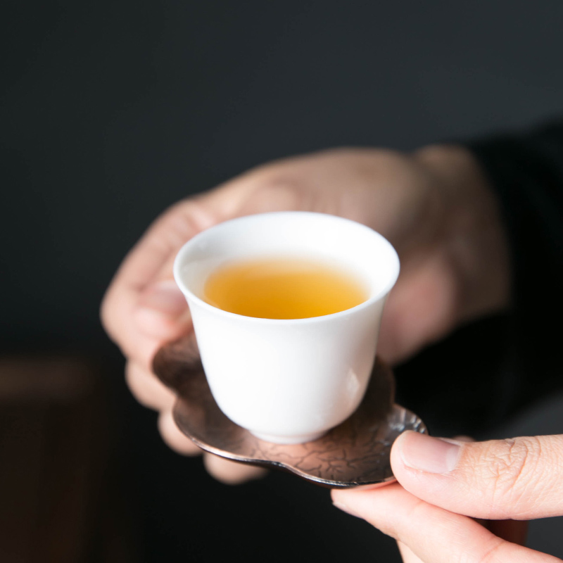 An Abundant Chinese wind Chinese cup mat on the copper alloy tea lotus leaf tea saucer mat cup Japanese kung fu tea accessories