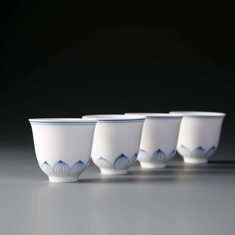 Feng hand - made teacup sample tea cup on kung fu tea accessories ceramic drinking cup master cup small cups white porcelain cup group