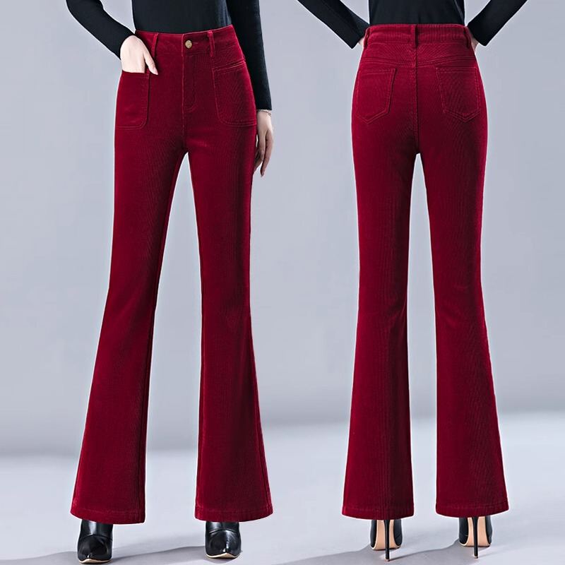 Micro-Flared Pants for Women, Spring & Fall Corduroy Pants, New High-Waisted Loose Corduroy Pants, Slim Flared Casual Pants with Velvet Micro-Flared Pants for Women, Spring & Fall Corduroy Pants, New High-Waisted Loose Corduroy Pants, Slim Flared Casual Pants with Velvet