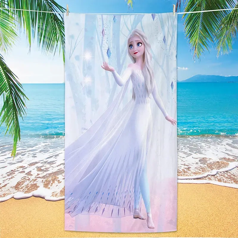Princess Elsa Beach Towel Printed with Water-Absorbent Frozen Design, Elsa Queen Children's Bath Towel