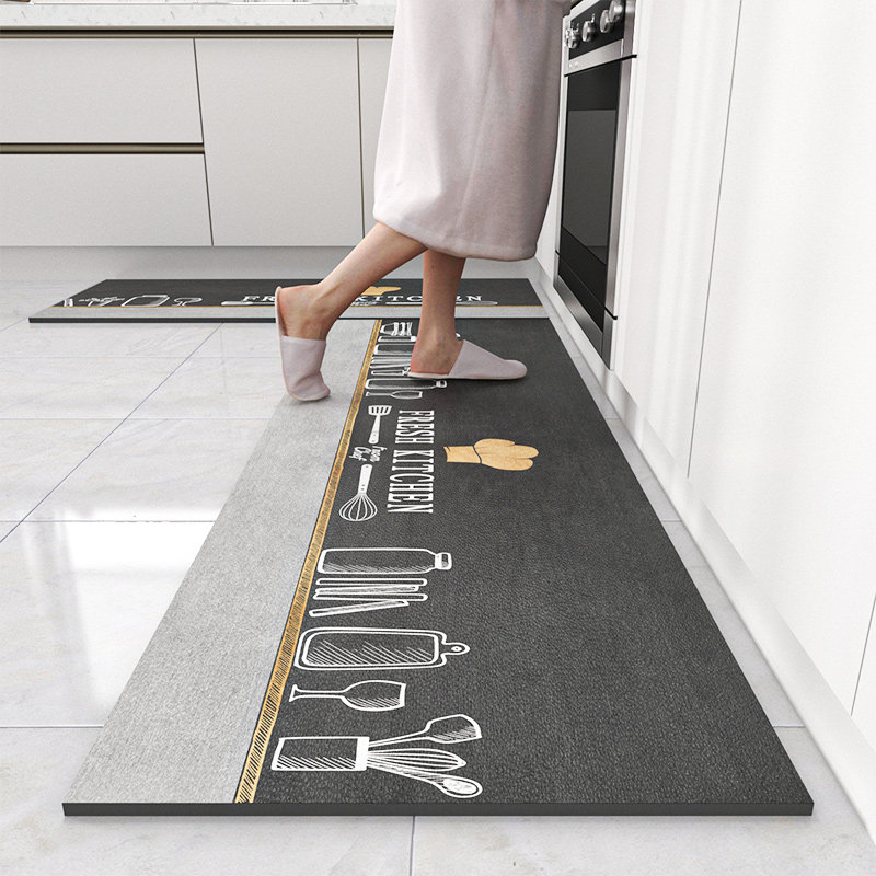 Kitchen Mat-free washable anti-slip anti-oil waterproof pvc leather Home strip cushions Dirty Kitchen Rug Resistant