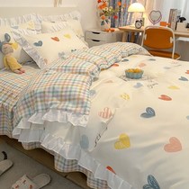 Sheet Summer Single Girl Student Dormitory Water Washing Cotton quilt cover Pillow Cover Quilt Single Spring and Autumn Three Piece Set Single Quilt Cover