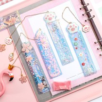 Fusha book marks creative Liu Sha bookmarks cute cartoon girl heart student stationery transparent ruler with bookmarks