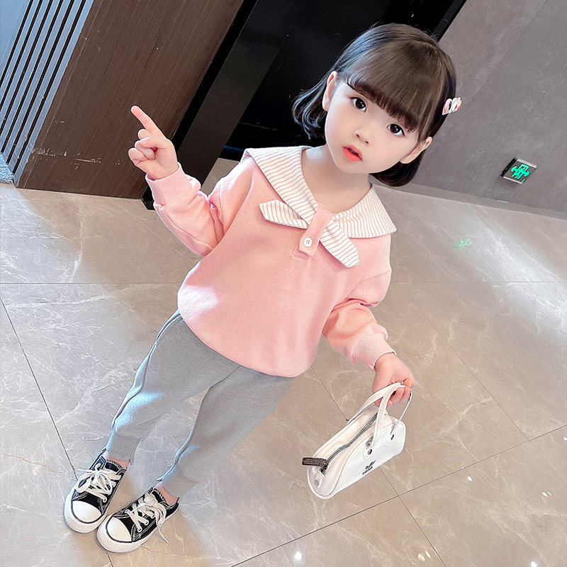 Tide brand girls suit spring and autumn 2022 new net red foreign style children's baby children's suit autumn fashion two-piece suit