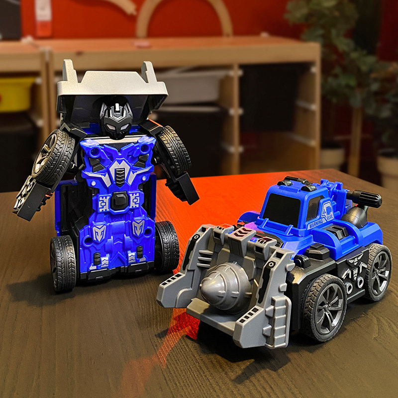 Children's toys inertial impact deformation car engineering vehicle bulldozer forklift grab wood car collision transformation robot