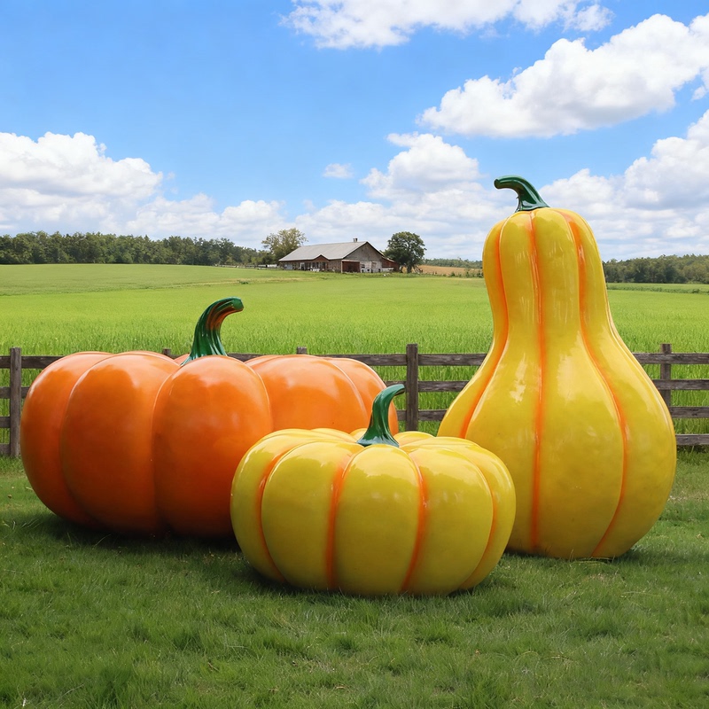 Large Simulated Fiberglass Pumpkin Sculpture Outdoor Courtyard Scenic Spot Fruit and Vegetable Model Ornaments Halloween Decoration
