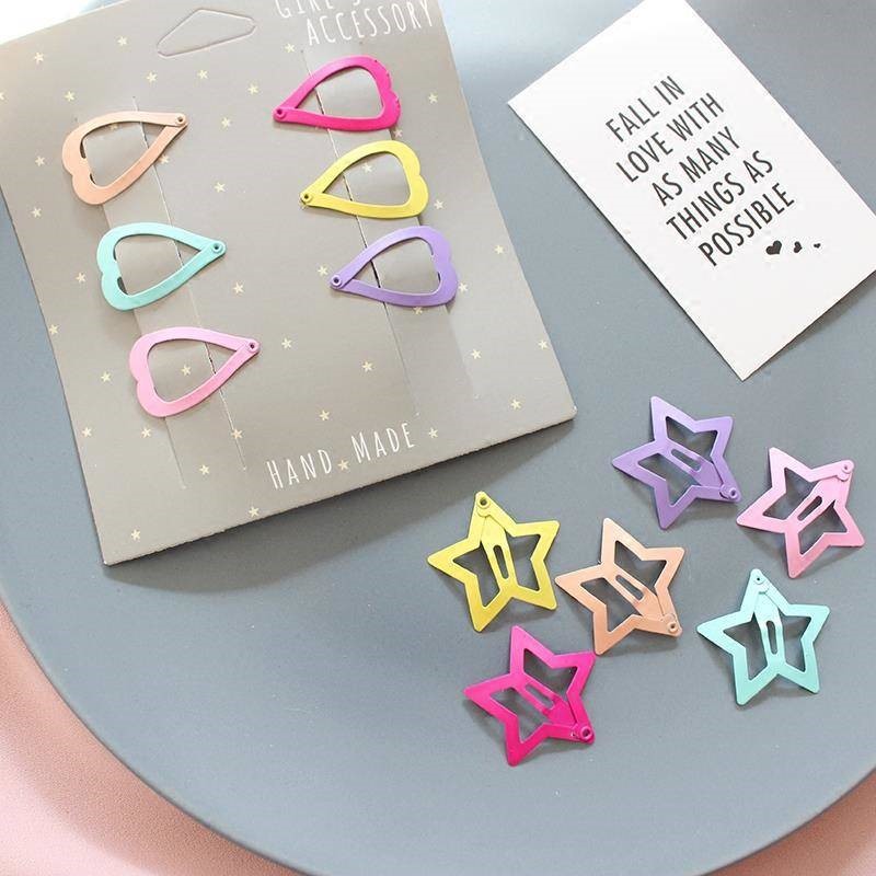 Korean version of the student cute soft sister love five-pointed star clip color word clip Liuhai clip girl heart hairpin headdress