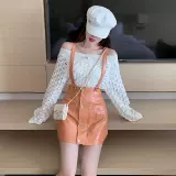 Осенний комплект, трикотажный свитер, подтяжки, юбка, в стиле Шанель, коллекция 2021, подходит для подростков, в западном стиле