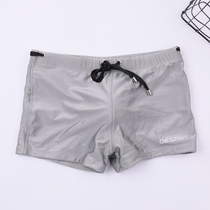 Swimming trunks mens flat corner fashion solid color mens swimsuit U convex pad anti-embarrassing adult hot spring swimming trunks