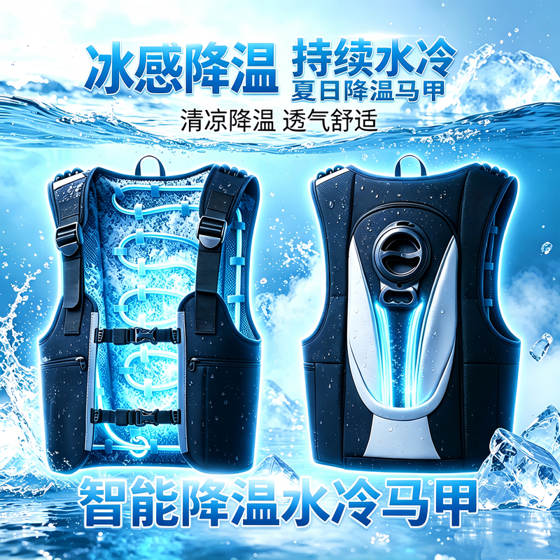 Water-Cooled Circulation Cooling Vest, Outdoor Work Vest, Heatstroke Prevention and Cooling Vest-Style Jacket, Intelligent Cooling Air-Conditioning Clothing