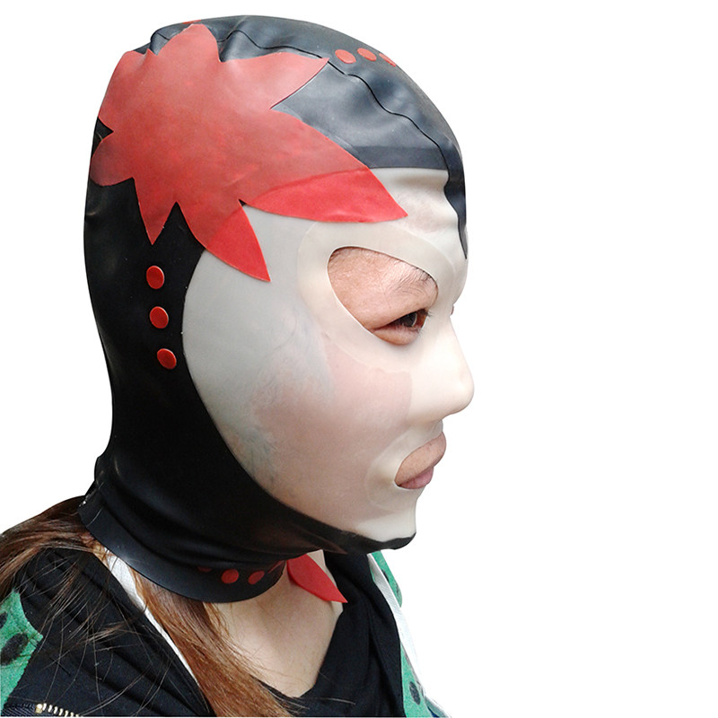 Latex headgear unisex mask play open eyes mouth latex mask high elasticity full package sexy