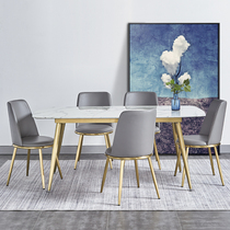 Nordic dining table Italian light luxury marble dining table and chair combination rectangular small apartment gold-plated household ins table