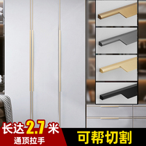 Thumb extended body wardrobe cabinet gold handle black Gray cabinet door drawer handle long strip top