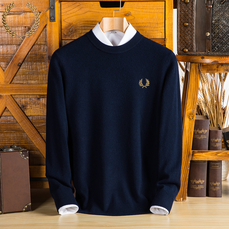 Fp Men's Wool Sweater Autumn and Winter New Pullover Round Neck Thick Knitted Base Shirt Solid Color Sweater for Men