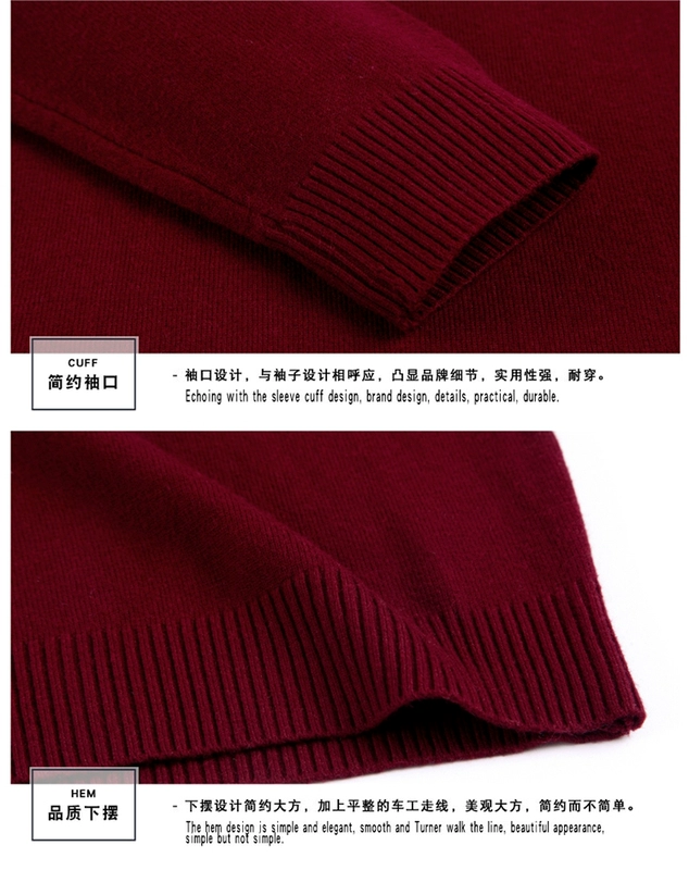 Giải phóng mặt bằng đặc biệt 100% áo len cashmere nguyên chất nam mùa đông dày trung niên áo len cao cổ đan áo len chạm đáy - Áo len Cashmere