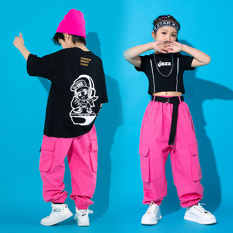 Street dance Children boomer hiphop Girls jazz dance suit hip hop Hip Hop Outperform Model Walk Show Costume