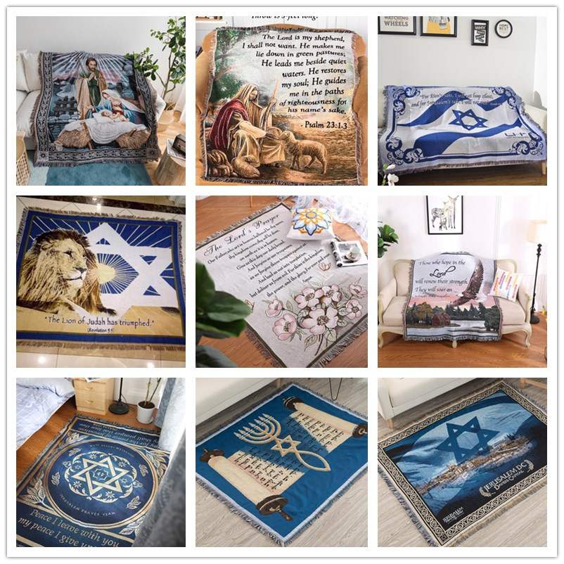 . Carpet Scripture Blanket Decorative Blanket Tapestry Jesus Prayer Blanket Israel Blanket Bible Blanket