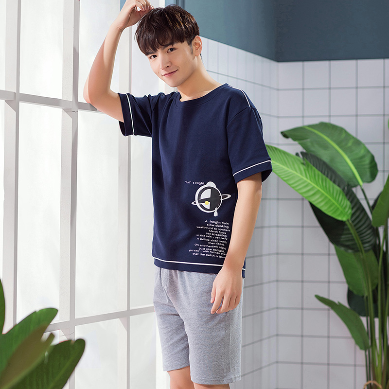 Bộ đồ ngủ mens mùa hè mỏng quần short bông sinh viên tuổi teen mens bông mùa hè mùa hè nhà quần áo bộ.