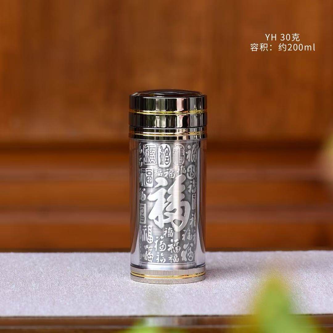 銀盃子999純銀雲南雪花銀水杯純銀內膽保溫杯足銀茶杯熟銀食用銀-淘寶