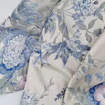 Rose Ding's blemish clearance high precision jacquard imitation brocade 40-45cm blue flower pillowcase spot