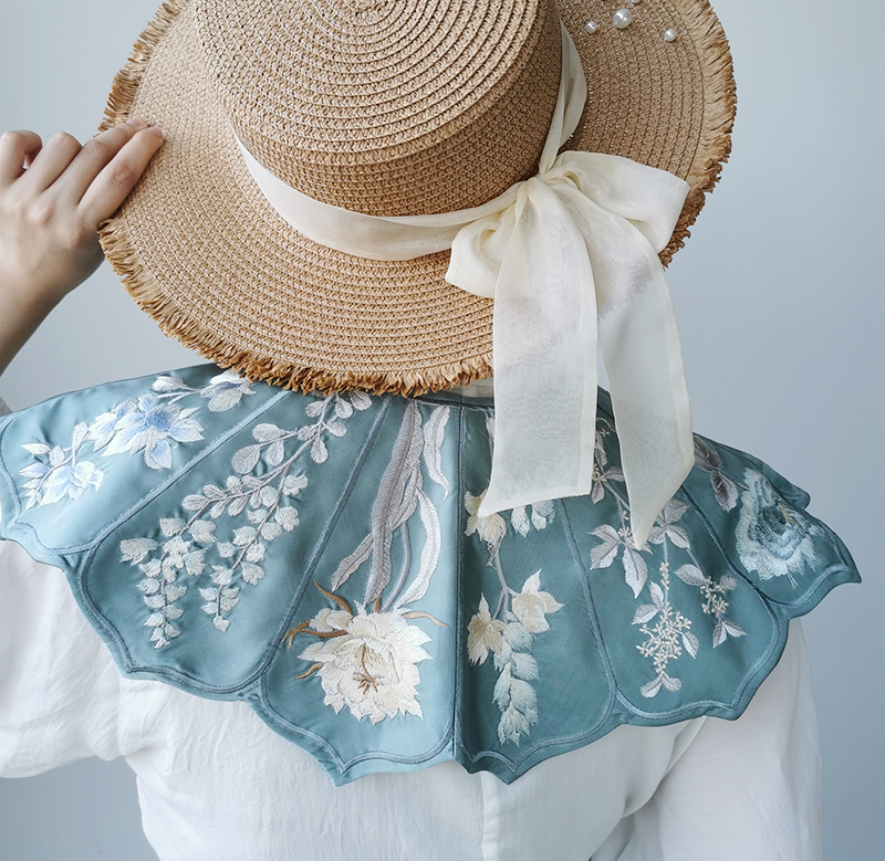 Rosedin Hanfu (spend time) twenty-four solar terms floral embroidery spot cloud shoulder Han element fake collar