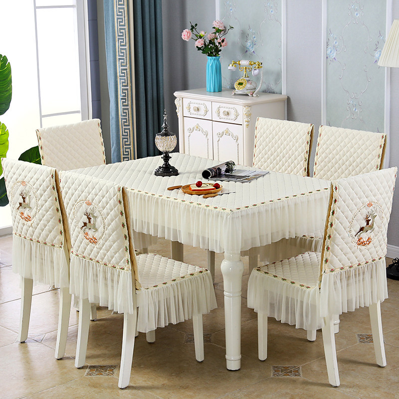 Dining table cover plus chair cover rectangular cloth noble chair cover 2021 new dining table mat light luxury high-end tablecloth