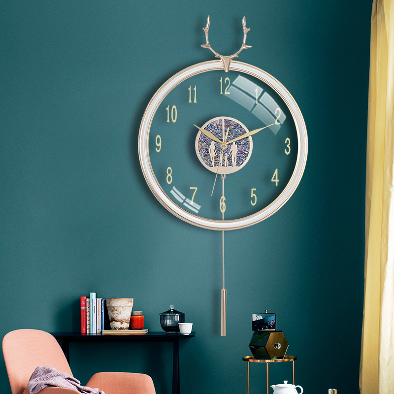 Nordic Light Lavish Deer Head Watches Modern Brief Living Room Home Fashion Creative Clairvoyance Quartz Hanging Wall Clock