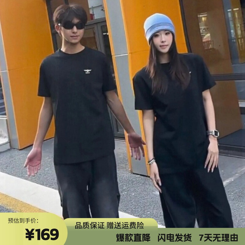Boyt T-Shirt with Simple Design, Gold-Stamped Eagle, Pure Cotton, Short-Sleeve, Unisex, Loose and Comfortable, Trendy Brand, Spring/Summer 2026