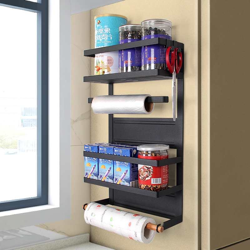 Refrigerator magnetic absorption frame side incorporates magnet wall mounted multi-function flavor frame kitchen preservation film bag hanging