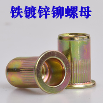 Pull rivet nut flat head iron zinc plated rivet nut 301 rust steel hexagon pull female M3M4M5M6M8M10M12