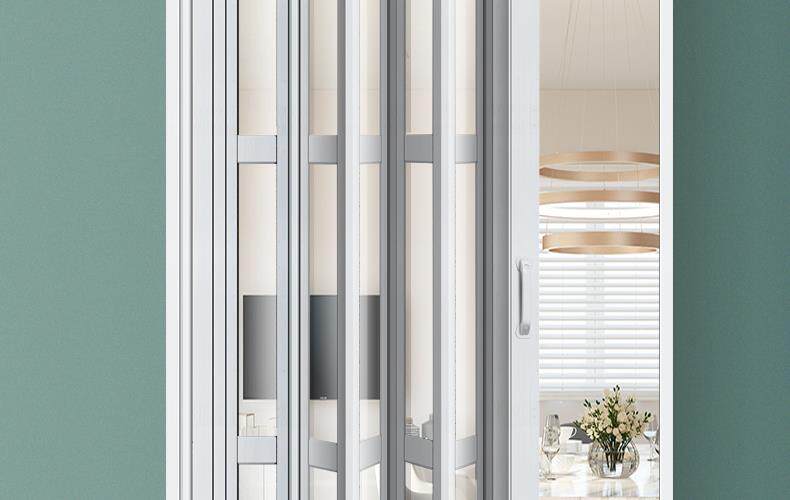 厨房门单开门伸缩门百叶门pvc折叠推拉门卫生间通燃气煤气隐形门详情2