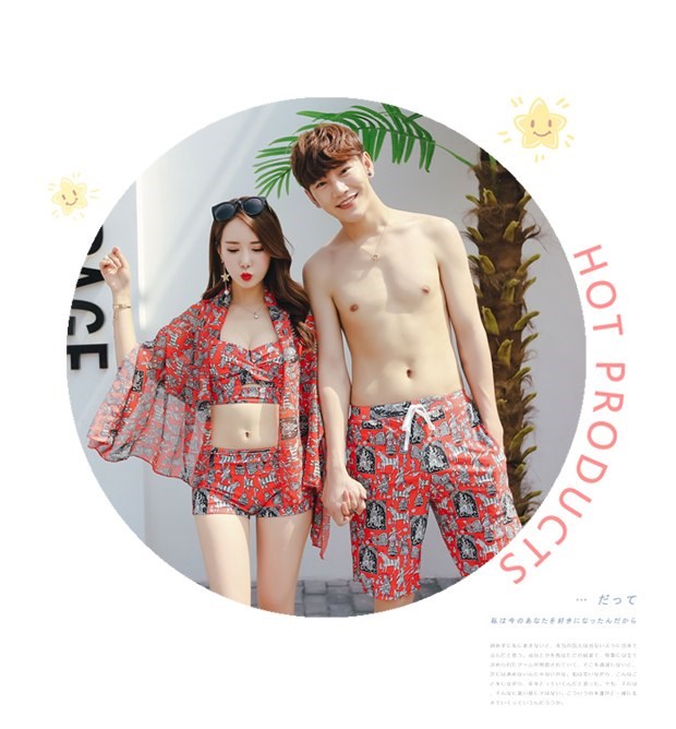 Cặp đôi Hàn Quốc áo tắm nữ bikini ba mảnh áo tắm nữ mùa xuân nóng bỏng bãi biển quần người yêu bộ - Bikinis đồ bơi tay dài nữ