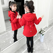 Girl coat spring 2021 new foreign fashion fashion Korean version of net red children long girl Autumn windbreaker tide