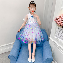 Girls summer dress 2021 New style girl princess dress lace yarn chiffon dress dress children dance skirt