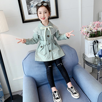 Girl coat spring and autumn clothing Korean version of 2020 Autumn new large Children foreign style little girl long windbreaker tide