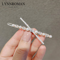 Korean elegant hairclip zirconia cross bangs clip side clip girl hairpin top clip frog buckle Net red female clip