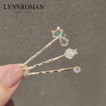 Clip headdress Korean hairclip zirconia bangs clip edge clip sweet kitty girl one-word clip top clip hairpin