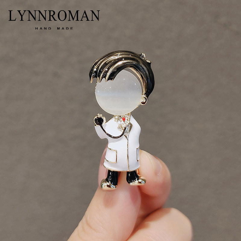 White Coat Angel Brooch Boy Doctor Do N't Pin Decoration Sweaters Accessories Tide Individuality Cartoon Anti-Walking Light Buttons