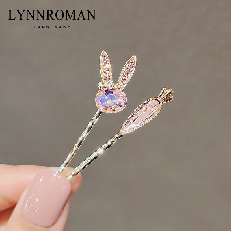 Clip Head Adorned South Korea Cute Rabbit Imitation Crystal Hairpin Clip Girl's Seaside Clip Clip Hair Clip Hairpin Clip Hair Clip Hair Clip