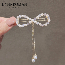 Xianqi personality zirconia bow hairclip girl edge clip temperament tassel Lianghai clip frog buckle Net red clip
