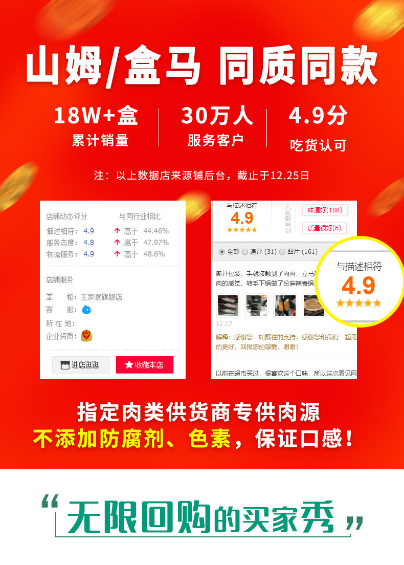 王家渡 午餐肉罐头 3盒共900g 图1