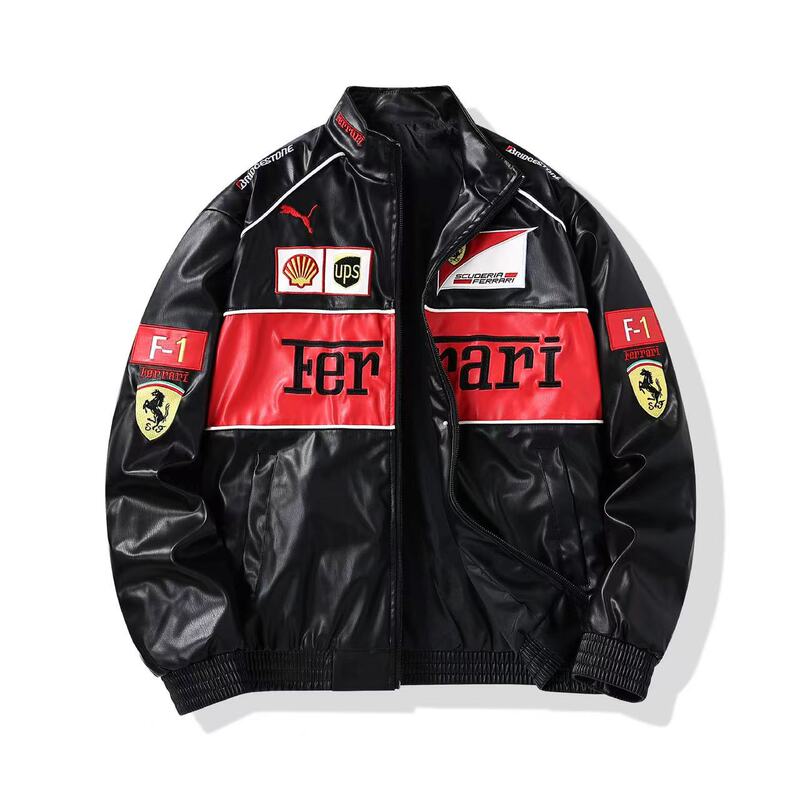 F1 Racing Suit Embroidered Leather Jacket European and American Style Retro Spring and Autumn Cycling Jacket Casual Jacket Cycling Jacket Leather Jacket F1 Racing Suit Embroidered Leather Jacket European and American Style Retro Spring and Autumn Cycling Jacket Casual Jacket Cycling Jacket Leather Jacket