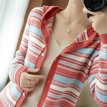 SANDRO VELETA2021 Spring-autumn season new loot for thin outstrip with cap cashmere-knitted sweatshirt