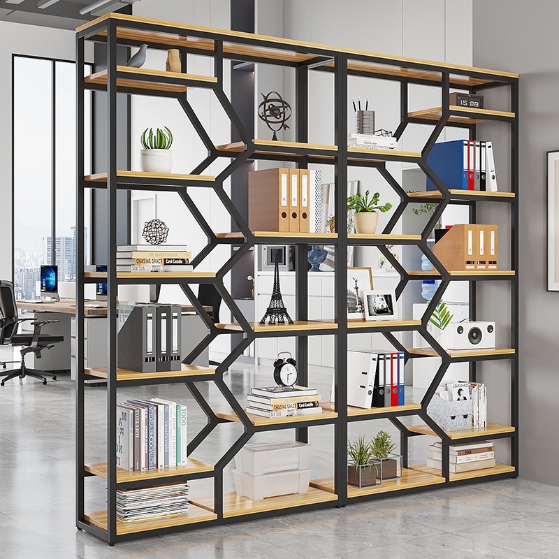 Irregular Shelf Living Room Partition Storage Rack Simple Wrought Iron Bookshelf Floor-Standing Steel Bookshelf Partition Multi-Layer Rack