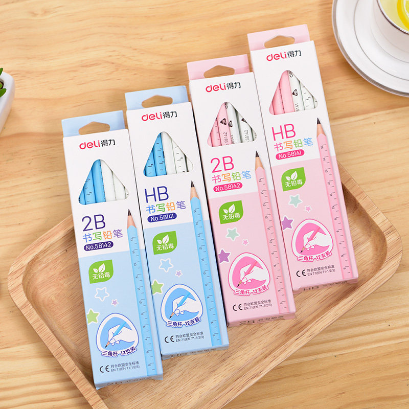 2 Boxes with Ruler Pencils Primary School Children Triangle Pencils Wholesale HB Pencils