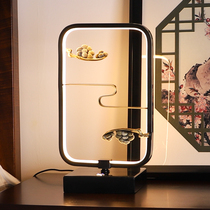 Full copper table lamp Bedroom bed head lamp retro home net red dimming greet pines Zen Zen living room New Chinese table lamp