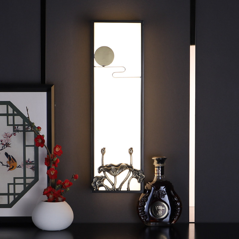 New Chinese style marble wall lamp modern living room TV background wall lamp long strip all copper aisle corridor bedroom bedside lamp