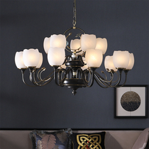 New Chinese all-copper chandelier Living room Lotus Dining Room Fish Yue Longmen Zen tea room Retro bedroom Chinese style lamps